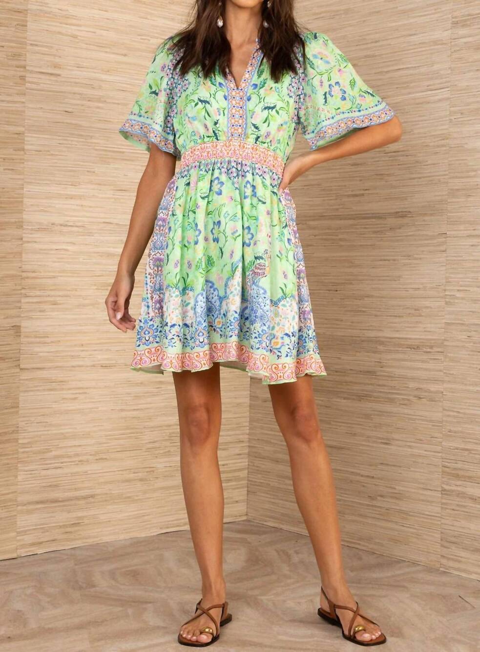 NEW HALE BOB charity washed linen dress in green